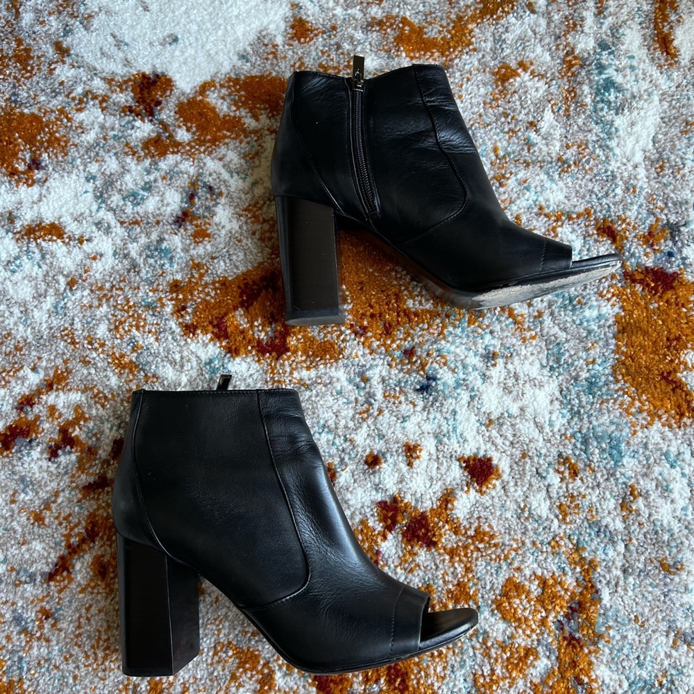 Vince Black Peep Toe Heeled Boots Size 8.5